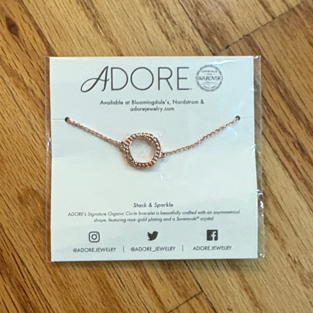 Adore Rose Gold Circle Bracelet with Crystals